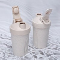 Meilleures ventes - Bouteille d'eau en bioplastique de paille de blé 400 ml 600 ml, shaker de sport, shaker de protéines pour la salle de sport avec boule mélangeuse