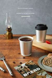 Vasos de Papel para Café Desechables Personalizados, Plateados, de Doble Pared, Resistentes al Calor, con Logotipo Imprimible - Product Image 4