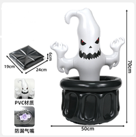 Seau à glace gonflable d'Halloween en forme de fût magique avec fantôme, pot noir en PVC, refroidisseur de boissons pour fête, décoration amusante