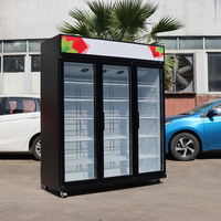 Congélateur vertical commercial de supermarché, glacière de boissons, réfrigérateur, vitrine avec porte en verre