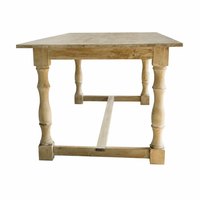 Table de ferme rectangulaire traditionnelle en bois massif avec pieds cannelés, style antique, pour usage extérieur en hôtel