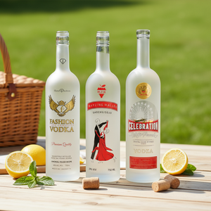 Botellas de <span class=keywords><strong>Vodka</strong></span> de Vidrio Transparente, Cilíndricas, de 500ml, 700ml y 750ml, Vacías, con Logotipo Personalizado, para Almacenamiento de Licores, Ginebra y Alcohol - Product Image 1