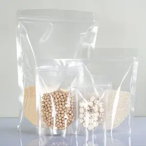 Wholesale Dried Fruit And Miscellaneous Grains Packaging Zipper Transparent Self-Supporting Ziplock Bag