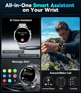 Reloj Inteligente Resistente Unisex, Batería de 1000 mAh, Pantalla AMOLED de 1.85'', Linterna, Termómetro, Contesta Llamadas, Rastreador de Actividad Física con Más de 110 Deportes - Product Image 4