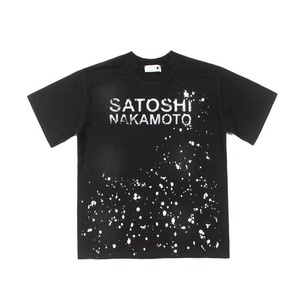 T-shirt à manches courtes imprimé lettres rétro classiques Splash Ink SATOSHI <span class=keywords><strong>NAKAMOTO</strong></span> pour hommes et femmes - Product Image 3