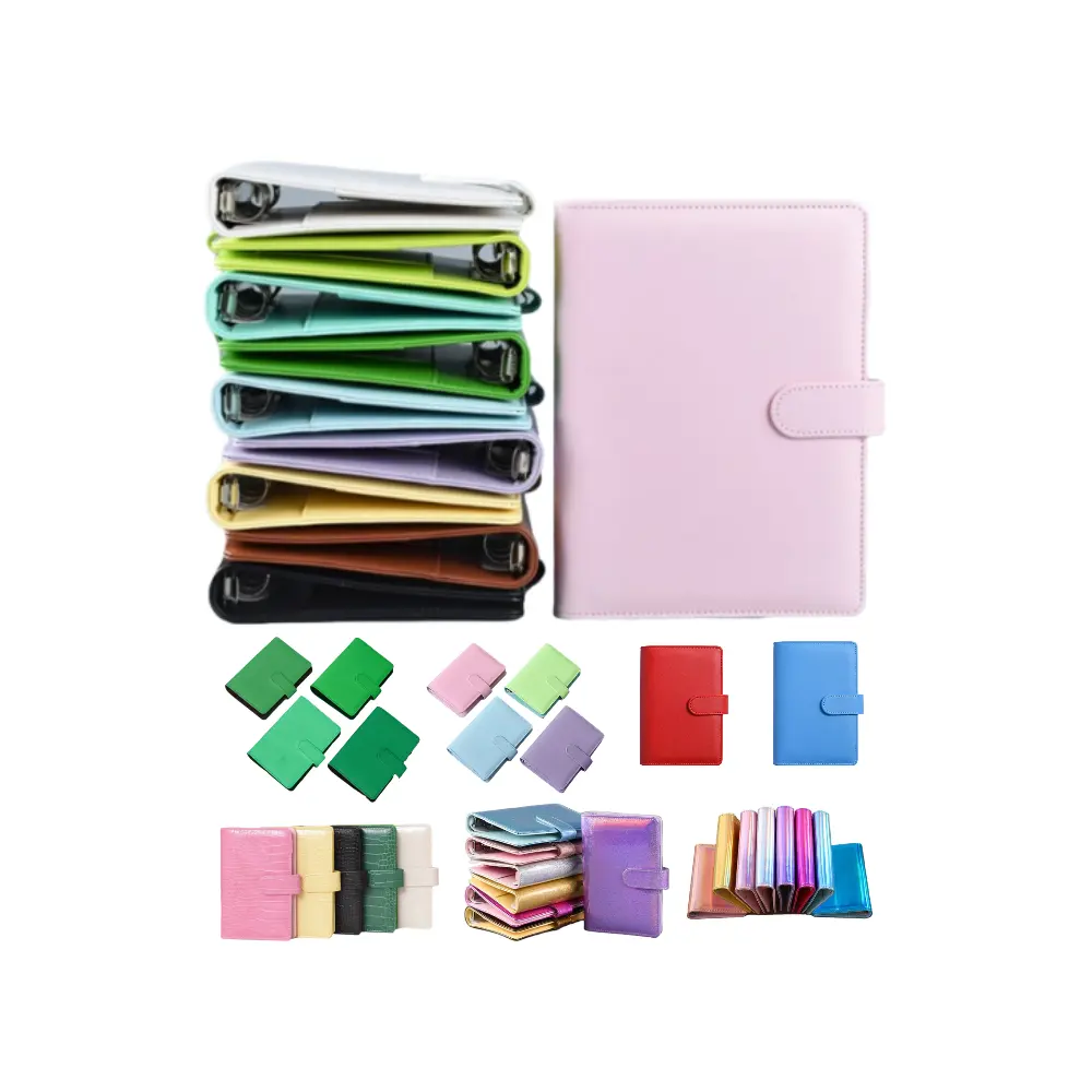 Multi Colors Hot Selling A5 A6 A7 Looseleaf PU Planner Empty Budget Binder Photo card ring Binders Agenda for money envelopes