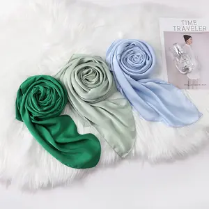 2022 June New Malay Indonesian natural crepe single colour long scarf with silk crepe breathable women's long scarf