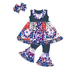Ensembles de vêtements pour enfants à la mode pour le 4 juillet, robe à bretelles et pantalon cloche pour filles, tenue pour filles, ensembles pour enfants, vêtements pour enfants - Product Image 2