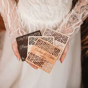 Antique Personalized Hollow Laser Engraved Wooden Wedding <b>Table</b> Coaster Creative Wood Crafts for Home Wall Signs Wooden - Product Image 1