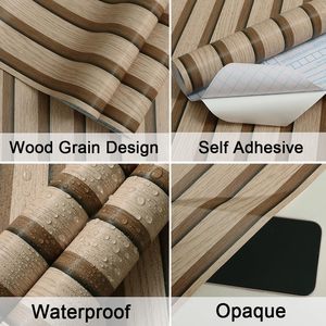 ORON 3d Stickers muraux amovibles et auto-adhésifs en bois Papier peint à lattes en bois pour la décoration de la chambre à coucher - Product Image 2