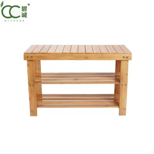 Wholesale Bamboo Shoe Rack Bench Shoe Storage Racks Shoes-Changing Bench 2-Tier