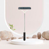 Grattoir à double face en acier inoxydable Ruyida avec long manche - Outil de nettoyage de fenêtres ménager écologique imprimé en sérigraphie