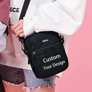 사용자 정의 고품질 작은 파우치 청소년 슬링 어깨 가방 패션 여성 야외 여행 블랙 크로스 바디 메신저 가방