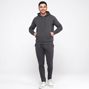 Hot Selling Men Winter Hooded Printed Solid Tracksuit Streetwear 100% Cotton Customized Logo Running Jogging Set Lightweight - Product Image 1