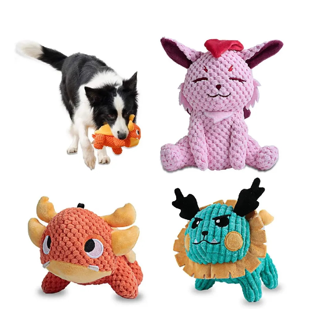 Doldurulmuş köpek peluş oyuncaklar köpek çiğneme oyuncakları Pet Squeaky oyuncaklar kırışık kağıt ile, İnteraktif, çiğneme ve dayanıklı oyuncaklar yavru köpekler için