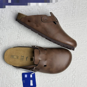 Sabots plats à plateforme pour femmes en daim respirant, sandales orthopédiques à bout fermé roses, <span class=keywords><strong>mules</strong></span> en cuir et liège, collection Printemps - Product Image 1