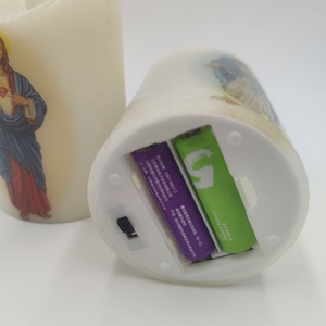 Parpadeo sin llama Funciona con pilas Jesús <span class=keywords><strong>Virgen</strong></span> Cristo LED Tumba Iglesia Oración sagrada Vela conmemorativa votiva religiosa - Product Image 4