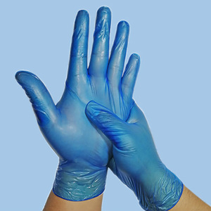 Gants jetables en vinyle bleu Jade Hands, stériles, sans poudre, sans latex, sans silicone, pour usage domestique - Product Image 2