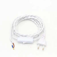 Cable de Alimentación con Enchufe Europeo y Interruptor de Encendido/Apagado, Cable de Alimentación de CA de 2 m con Cubierta de Tela Vintage para Lámparas de Mesa y Electrodomésticos