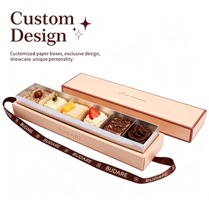 Cajas de Embalaje para Panadería de Alta Calidad, Cajas de Papel para Alimentos con Logotipo Personalizado para Pasteles, Postres, Pan, <span class=keywords><strong>Donuts</strong></span>, con Asa de Cinta - Product Image 3