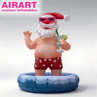 Père Noël gonflable d'été pour la décoration de fête au bord de la piscine, accessoire de Noël pour la plage, Père Noël hawaïen gonflable, design personnalisé