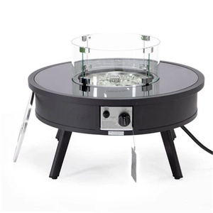 Mesa de <span class=keywords><strong>Chimenea</strong></span> a Gas con Estructura de Hierro con Recubrimiento en Polvo Negro, Portátil, Incluye Juego de Póker, Uso en Interiores/Exteriores - Product Image 1