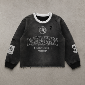 Custom T-<b>shirt</b> 100% Cotton Cropped Long Sleeve Raw Edge Graphic Print Acid Wash Distressed Finish <b>Winter</b> Wear Tee <b>Men</b> T <b>Shirt</b> - Product Image 1