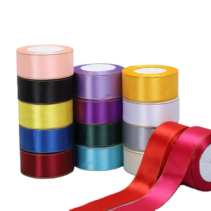 Cinta de Raso Brillante de Lujo de 4CM*25Y con Borde Dorado, Cinta de Poliéster de Color Sólido Clásica de 4CM*25Y para Decoración Navideña - Product Image 1