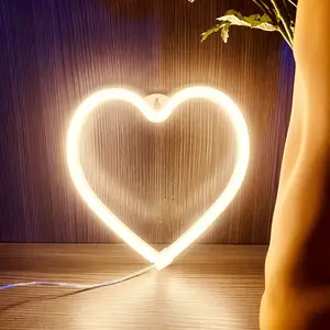 LOVE Heart Led Neon Lights Battery Operated Wall Art Sign For Bedroom Home Valentine Wedding Party Decoration