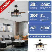 Ventilateur de plafond rétractable 1stshine de 42 pouces avec lumière LED, intelligent, efficace, qualité garantie, vente en gros, lames de qualité supérieure