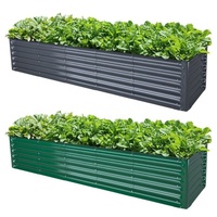 Jardinière d'extérieur 17 "de hauteur carrée 9 en 1 Kit de lit de jardin surélevé modulaire en métal ondulé Boîte à fleurs galvanisée