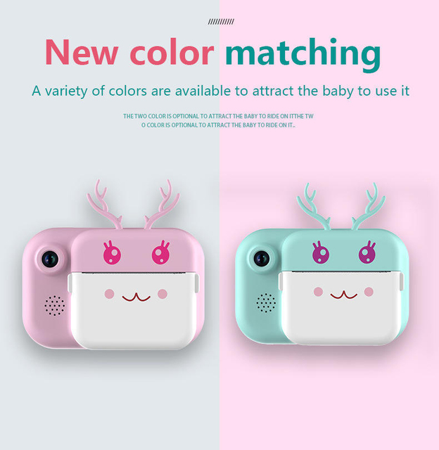 2.4-inch IPS HD Display C11 Instant Camera Video Recording Game Selfie Digital Kids Camera with Thermal Paper Children's Gift