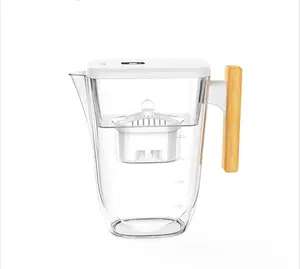 Purificador de jarro com filtro de água alcalina para uso doméstico, alça de madeira, água macia, purificador de jarro