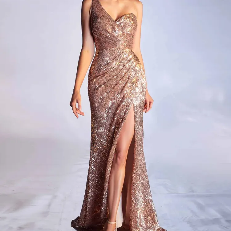 Champagne Dress Evening Gown Long Elegant Gown Evening Dress Gold Sequin Formal Luxury Evening Dresses 2023