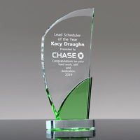 Trophée élégant en cristal en forme de pomme avec base noire pour les récompenses d'innovation et de technologie des entreprises