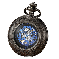Montre de poche mécanique à remontage manuel antique, cadran squelette, montre rétro à clapet, boîtier en alliage, cadeau pour homme