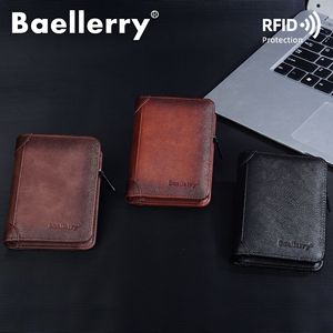 Baellerry Men's Bi-Fold Leather <b>Wallet</b> With Zipper And Coin Pocket <b>RFID</b> Protection Dark Brown - Product Image 4