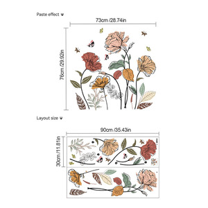 <span class=keywords><strong>Adesivi</strong></span> Murali Floreali Boho, Decorazioni Adesive con <span class=keywords><strong>Fiori</strong></span> Selvatici e Erba <span class=keywords><strong>per</strong></span> Soggiorno, Camera da Letto, Parete TV - Product Image 4
