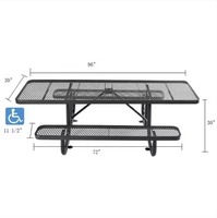 Mesa de Picnic Rectangular de Metal Moderna Multifuncional OEM de 96 Pulgadas, Apta para Discapacitados, para Jardín, con Dos Bancos, para Uso en Parques y Hoteles