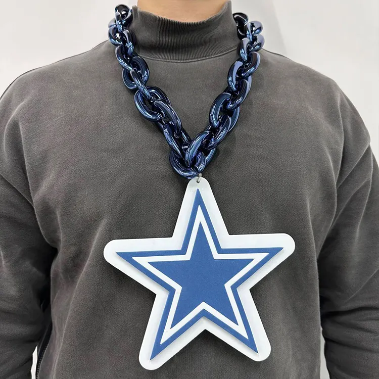 Grande logo plastico grande catena collana 3d eva schiuma accessori squadre di calcio nfl catene