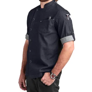 Homens Médio Espessura Cowboy Mangas Casaco uniformes Chef de Cozinha Ajustável