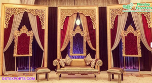 Cadre de réception de mariage indien d'arrière-plan doré, en plastique renforcé de fibres 250 cm, décor élégant pour prise de photos de mariage, livraison gratuite - Product Image 6
