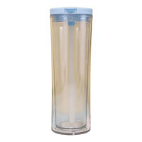 Mossion 20oz PS Acrylique Sans BPA Double Paroi Effet Boule de Neige Transparente Pré-percée avec Paille Rabattable et Bouchon