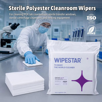 WIPESTAR Tisu Steril 9 Inci Poliester untuk Ruang Bersih, Tisu Bebas Serat yang Diiradiasi Gamma untuk Pembersihan Biopharma & Perangkat Medis