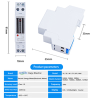 Medidor de Energía Monofásico para Riel DIN, Dos Cables, 1P LN, Pantalla LCD con Retroiluminación, Medición de Electricidad Doméstica, 30A 45A 1600imp/kwh