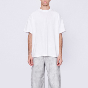 T-shirt da uomo con <span class=keywords><strong>stampa</strong></span> <span class=keywords><strong>su</strong></span> richiesta t-shirt Dropshipping in cotone 100% oversize Casual con spalle cadenti Customdigital in bianco t-shirt - Product Image 1