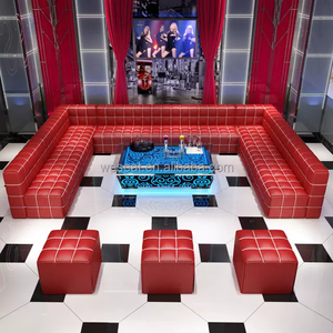 أثاث ديسكو مخصص ملهى ليلي جلد أسود حانة Ktv بار أريكة نادي Vip صالة النرجيلة U شكل L بار - Product Image 2