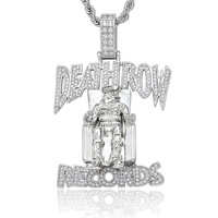 Collier pendentif DEATHROW en zircon, style hip-hop, bijoux tendance, serti de pierres étincelantes