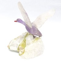 Souvenir d'oiseau en pierre brute brésilienne d'améthyste/tourmaline violette, artisanat populaire, technologie suisse de haute qualité