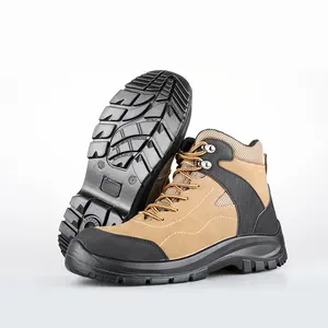 Chaussures de travail industrielles en cuir véritable à bout en acier de haute qualité